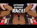 ASMR LEFTOVER DESSERT RACE! GIANT CHOCOLATE ICE CREAM BARS, KINDER HAPPY HIPPO, MINI KITKAT, PIE 먹방