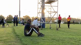 JOSHUA IKECHUKWU scores a free kick for United Dubai vs Regional Sports at SZ Cricket Stadium