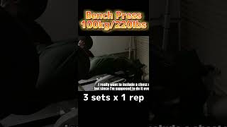 Chest Workout Bench Press 100kg/220lbs 3 sets x 1 rep@GarageWorkout01 #shorts #chestworkout