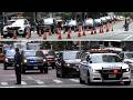 Donald Trump travels by a massive motorcade after meeting with President Zelensky in New York City