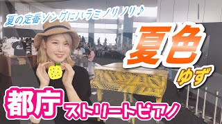 【都庁ピアノ】夏のド定番ソングゆずの「夏色」でハラミノリノリ！！【ストリートピアノ】