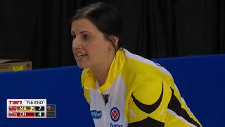 #scotties2017 Pool vs Curling physics; Kate Cameron asks Englot to blast Homan's freeze to score 2