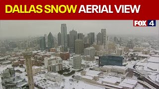 Aerial view of Dallas snow on Jan. 25, 2026