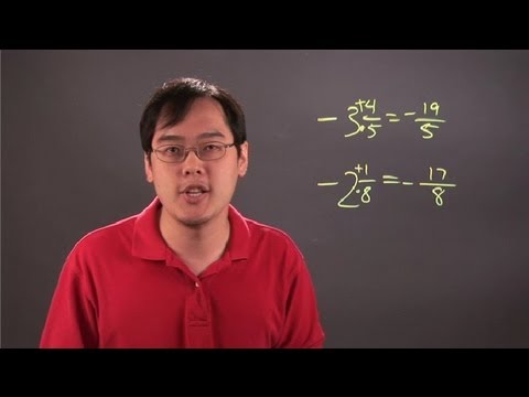 How to Convert a Negative Mixed Number Into an Improper Fraction : Fractions 101 How to Convert a Negative Mixed Number Into an Improper Fraction : Fractions 101