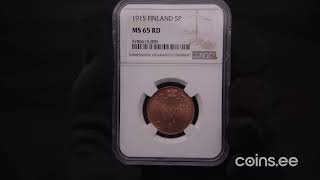 Auc 53. lot 744. Russia, Finland 5 pennia 1915 - NGC MS 65 RD