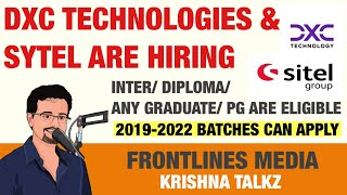 DXC Technology and SYTEL Hiring || Inter/ Diploma/ Any Graduate (Degree/BTech)/ PG are Eligible