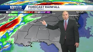 A strong ridge forces all of the rain north of Alabama this week, and the weekend forecast looks ...