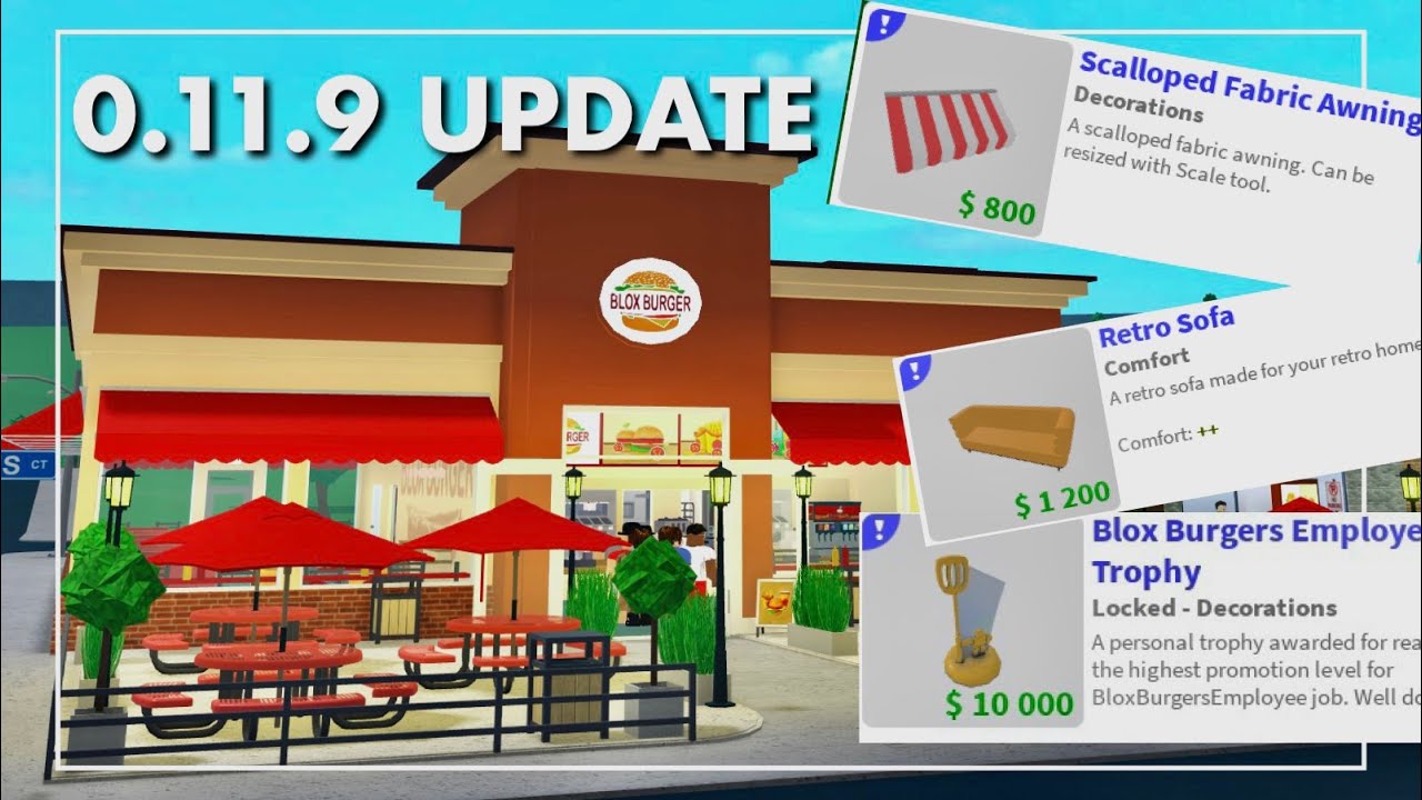 NEW BLOXY BURGER 0.11.9 UPDATE! New Furniture, Foods, Jobs, AND MORE ...