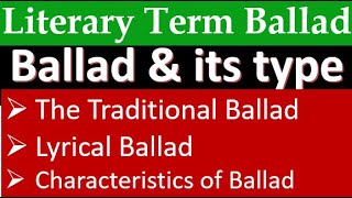 Ballad II Literary Form/term, Definition and Example in Hindi