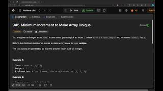 LeetCode soluton - 945. Minimum Increment to Make Array Unique - TypeScript and JavaScript