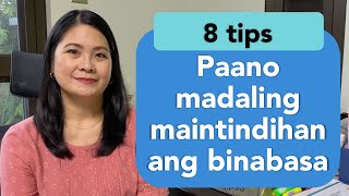 8 tips Paano madaling maintindihan ang binabasa (Improve your reading comprehension skills)