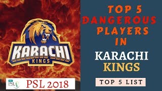 Top 5 Dangerous Players in Karachi Kings - PSL 2018 - Shahid Afridi - Babar Azam - Imad Wasim