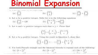 MATH1120 TUTORIAL SHEET 7 -BINOMIAL EXPANSION