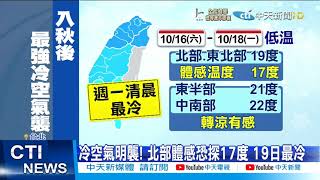 【每日必看】入秋最強冷空氣襲! 北部體感\