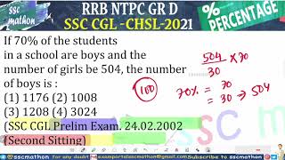 If 70% of the students in a school are boys and thenumber of girls be 504, the number