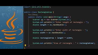 1. Area of a rectangle program in Java