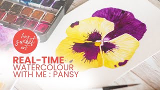 Real-time Watercolour Tutorial : Pansy Flower