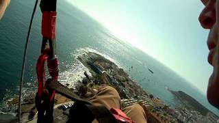 Tenerife paragliding. Landing on beach La Caleta.