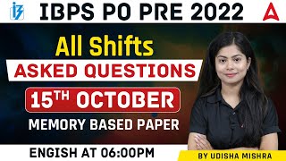 IBPS PO 2022 | 15 October, All Shifts English Asked Questions Analysis by Udisha Mishra