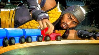 MK11 All Characters Play With Kung Lao's Toy Train (All Characters Perform Kung Lao's FRIENDSHIP)