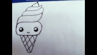 How to Draw A Cute Ice cream with Heart Very Easy Draw || Drawing For kids