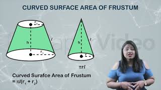 Curved surface area, total surface area of a frustum