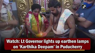 Watch: Lt Governor lights up earthen lamps on ‘Karthika Deepam’ in Puducherry