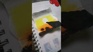 Beautiful Sunset Scenery Drawing | oil pastel Drawing #shorts #drawing