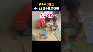 小4と3歳の兄弟喧嘩〈積み木が原因で〉 #shorts