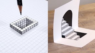 How to Draw - Easy 3D Cube Hole & Art Illusions