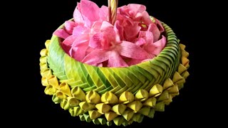 กระทงใบตอง กลีบกระพุ้ง คอม้าแบบง่ายๆ Krathong Banana Leaf