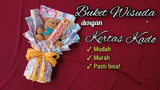 Buket Wisuda Dengan 1 Lembar Kertas Kado | Membuat Buket Wisuda Super Mudah | Buket Wisuda Simple