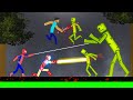 Spider-Man Ironman and Steve vs Melon Playground on Acid Sea in People Playground