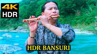 HDR Bansuri 2 | Morning Flute Music | Basuri Ko Dhun | Flute \u0026 Natural River Sound | Nature Japan 4K