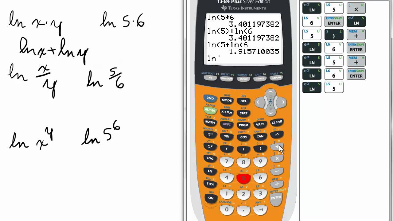 Natural Logs Laws On Calculator TI 84 Calculator Natural Logarithms ...