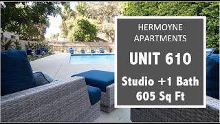 Hermoyne Apartments  |  Unit 610  |  Studio + 1 Bath  |  605 Sq Ft