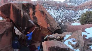 BD athlete Chris Schulte bouldering in Indian Creek, UT