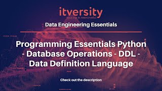 Programming Essentials Python - Database Operations - DDL - Data Definition Language