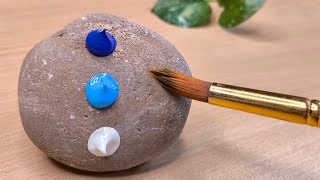 Simple Landscape Acrylic Painting on Stone✨ |Stone painting |Relaxing Acrylic Painting For Beginners