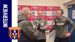 Goalkeepers Jake Weaver and Paul McCone talk with Stuart Morse