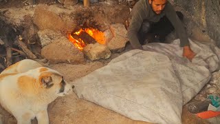 Easy Shelter Construction With Tarpaulin Tent - Bushcraft Survival Camping, Fireplace