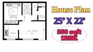 25X22 House Plans || 550 Sq ft House Design || 25 x 22 Home Design || 25 by 22 House map