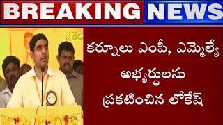 Minister Nara Lokesh Announced Kurnool MP \u0026 MLA Members | 2019 Elections | TV5 News