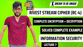 RC4 Cipher | Complete Example Solved | Encryption + Decryption | Lecture 7