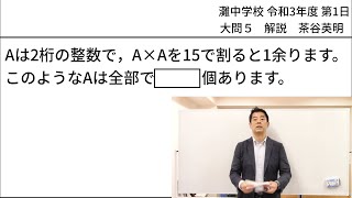 【今年の一問,灘中学2021年度1日目】大問5解説