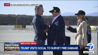 President Donald Trump and Melania greeted by Governor Gavin Newsom at LAX