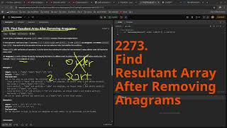 Leetcode Daily Challenge 2273. Find Resultant Array After Removing Anagrams 13 Oct 2025 #python
