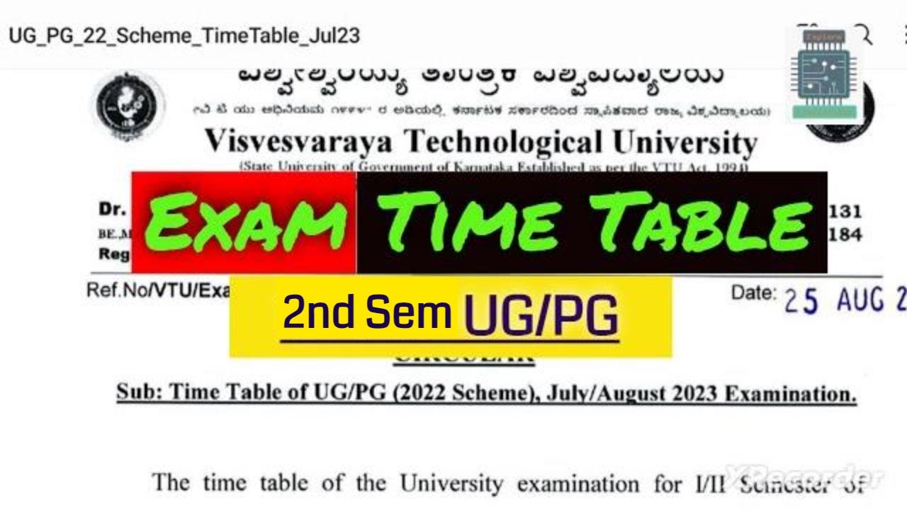 VTU 2nd Sem Exam Time Table | August September Exams 2023 - YouTube