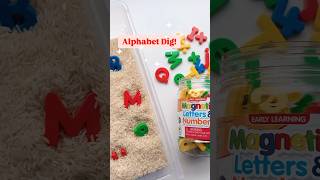 An Alphabet dig is a fun sensory activity for your Preschooler to learn the alphabet! #sensoryplay
