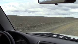 Leaving Hveravellir geothermal area in Iceland on 4x4 road F35